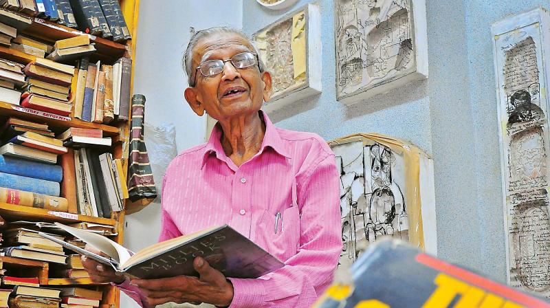 KKS Murthy, owner, Select Book Shop, at his store on Brigade Road (Photo: Satish B)