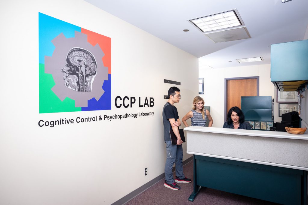 Graduate students and staff working on the Cognitive Control and Psychopathology Laboratory, co-directed by Deanna Barch, at Washington University